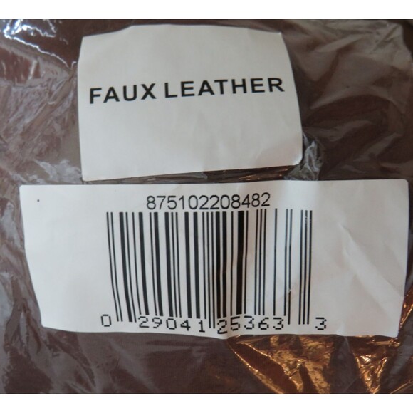 G by Giuliana G-Knit Top with Ruffled Faux Leather Sleeves Brown Size Medium - Picture 2 of 9